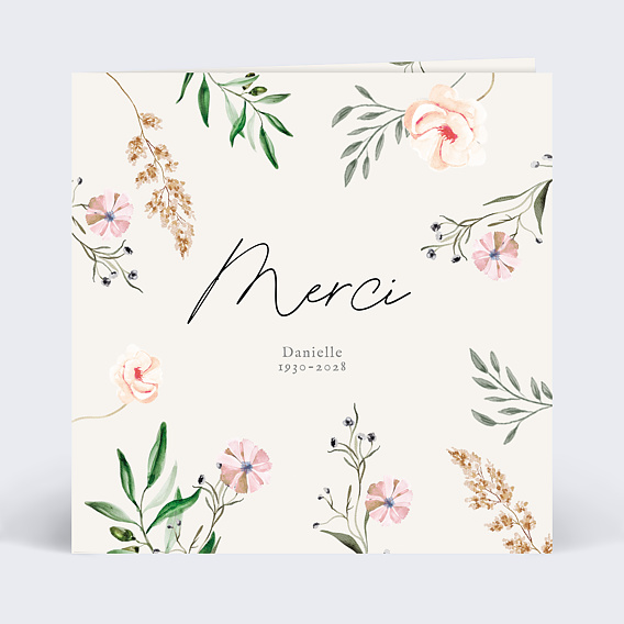 Remerciements Décès Motif fleurs sauvages