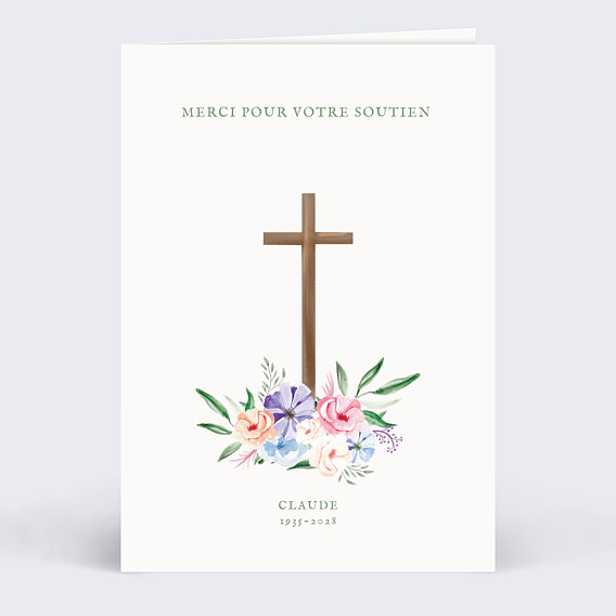 Cartes remerciements de condoléances personnalisables signe religieux