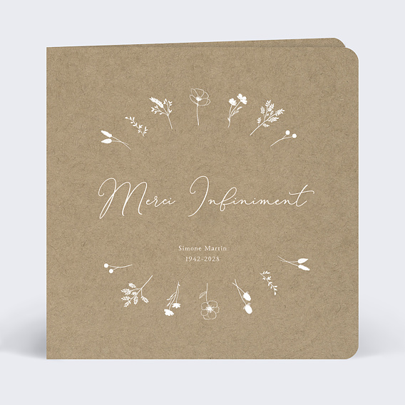 Carte remerciement décès Fleurs Éparses