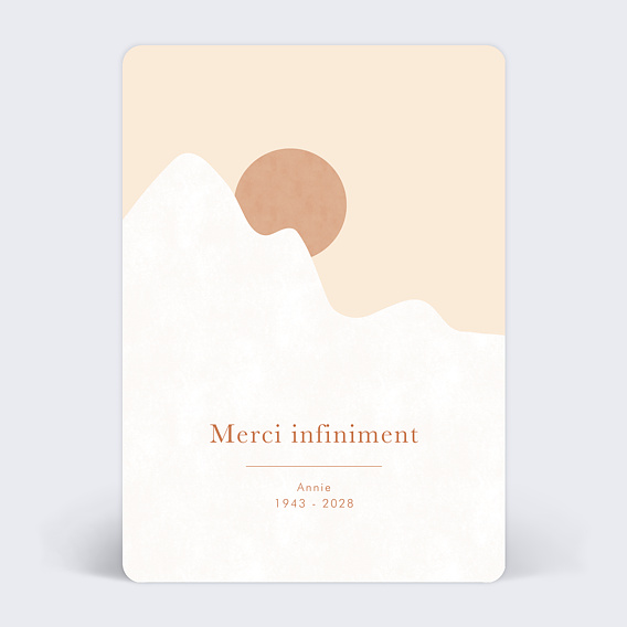 Carte remerciement décès Montagne Blanche