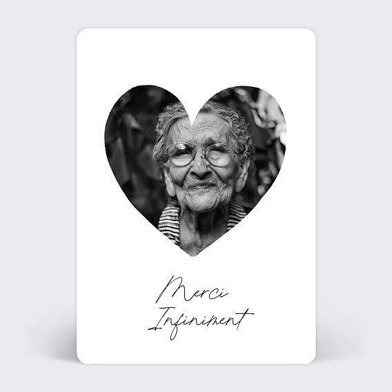 Carte remerciement décès Photo Coeur