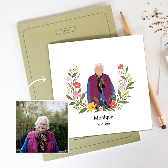 Remerciements Décès Portrait minimaliste avec couronne champêtre