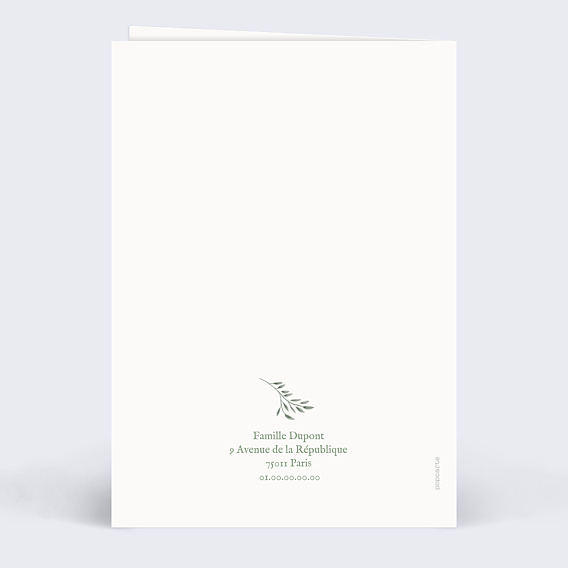 Carte remerciement décès Chretien fleuri Verso