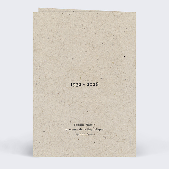 Carte remerciement décès Photomaton Nature Verso