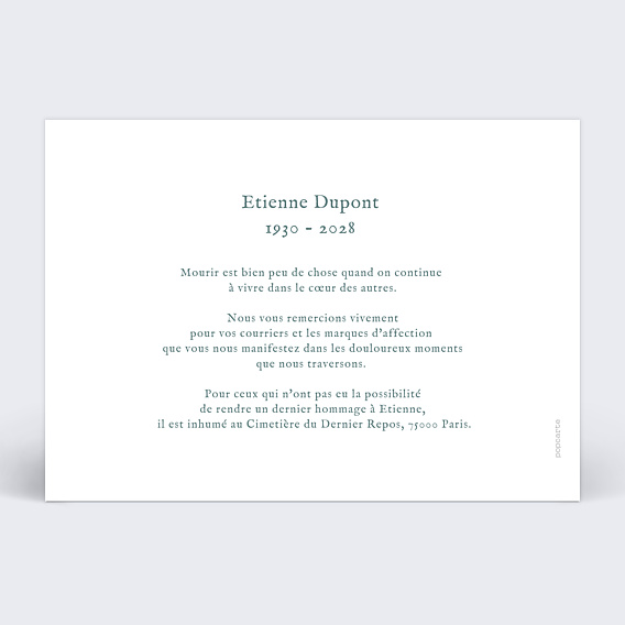 Remerciements Décès Merci Typographique