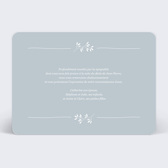 Carte remerciement décès Tendre Hommage