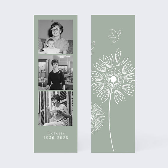 Carte remerciement décès Fleurs et Colombes