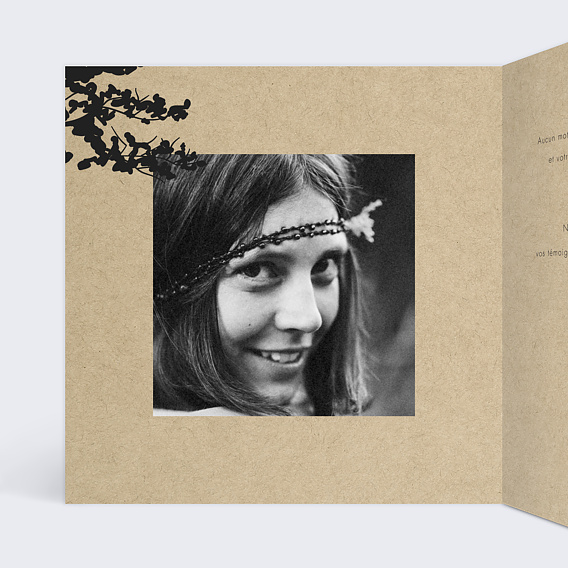 Carte remerciement décès Colombe de Paix Intérieur Gauche