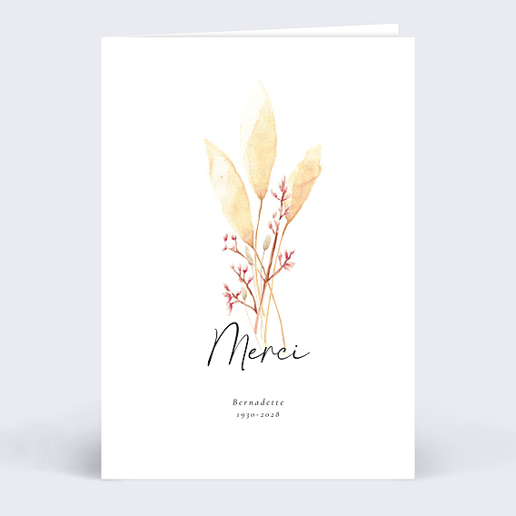 Carte remerciement décès Bohemia Recto