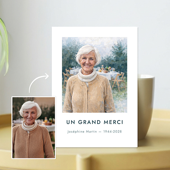 Remerciements Décès Portrait à l'huile