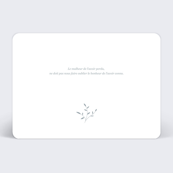 Carte remerciement décès Tendre Hommage Verso