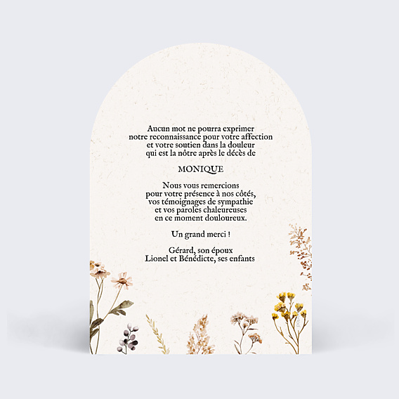 Remerciements Décès Bouquet Sauvage
