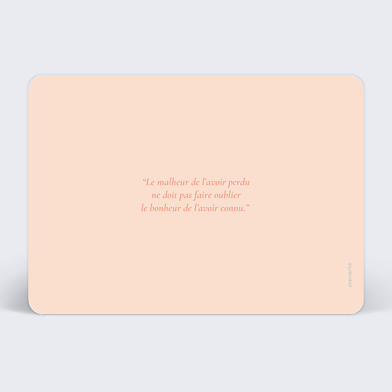 Carte remerciement décès Texte photo mer Verso