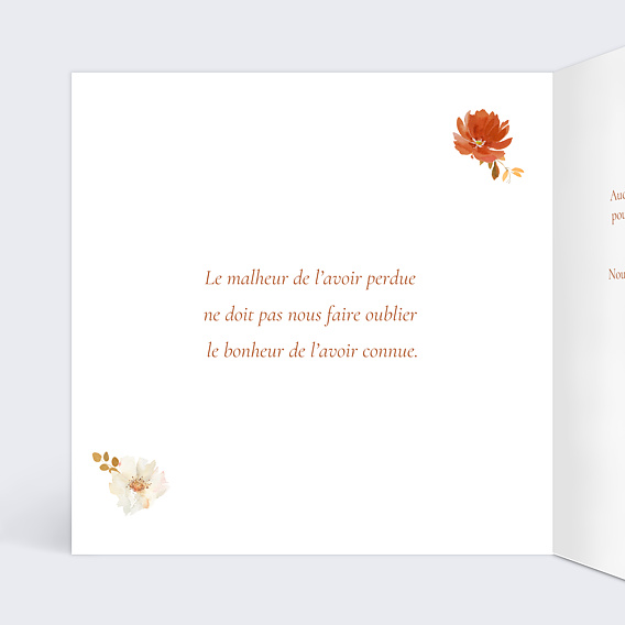 Carte remerciement décès Couronne de Fleurs Intérieur Gauche