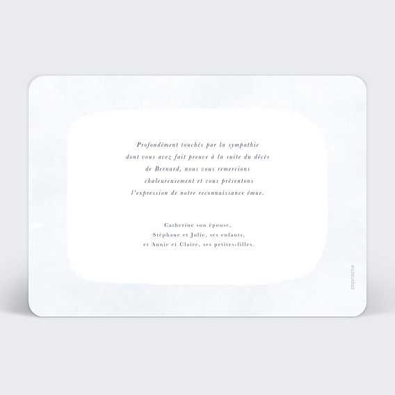 Carte remerciement décès Montagne Aquarelle Verso