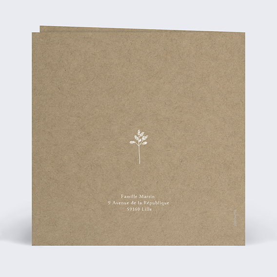 Carte remerciement décès Bouquet Fleurs Champêtre Verso