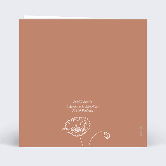 Carte remerciement décès Coquelicot Verso