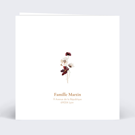 Carte remerciement décès Étiquette Jardin Sauvage Verso