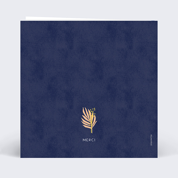 Carte remerciement décès Merci Fleuri Verso