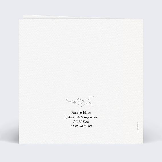 Carte remerciement décès Paysage Montagne Verso