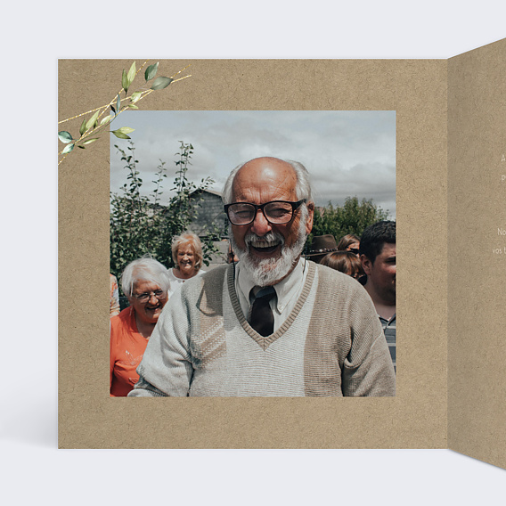 Carte remerciement décès Ornement de Fleurs Intérieur Gauche