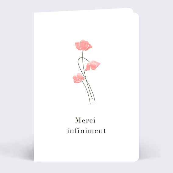 Carte remerciement décès Coquelicots