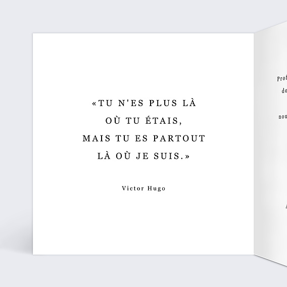 Carte remerciement décès Calligraphie Merci Intérieur Gauche