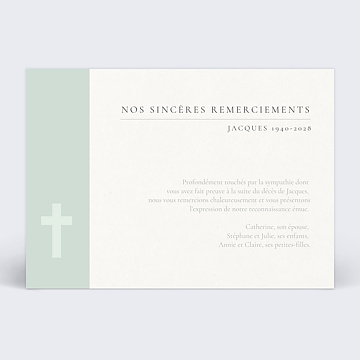 Carte remerciement dcs Chrtien croix