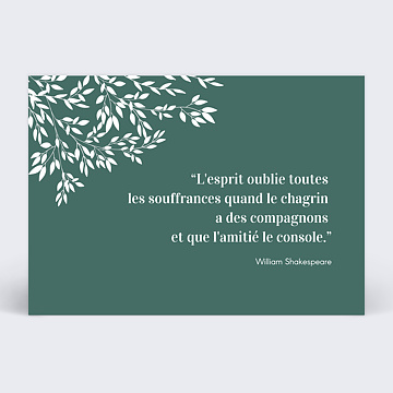 Carte remerciement dcs Paisible