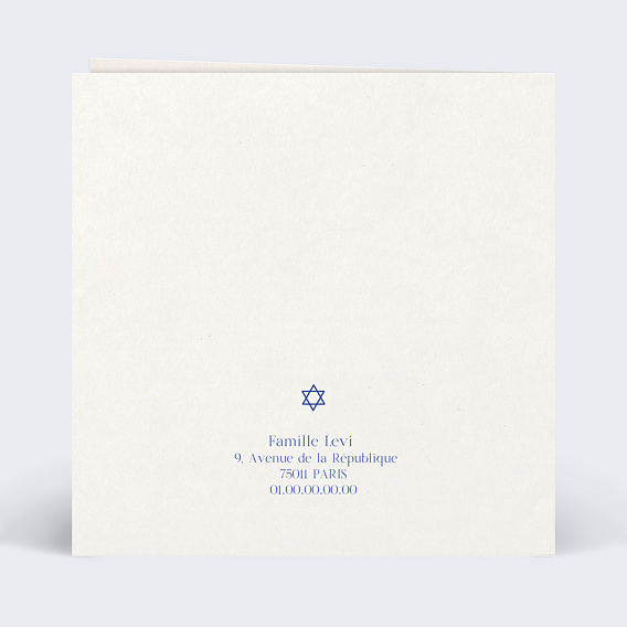 Carte remerciement décès Juif Menorah Verso