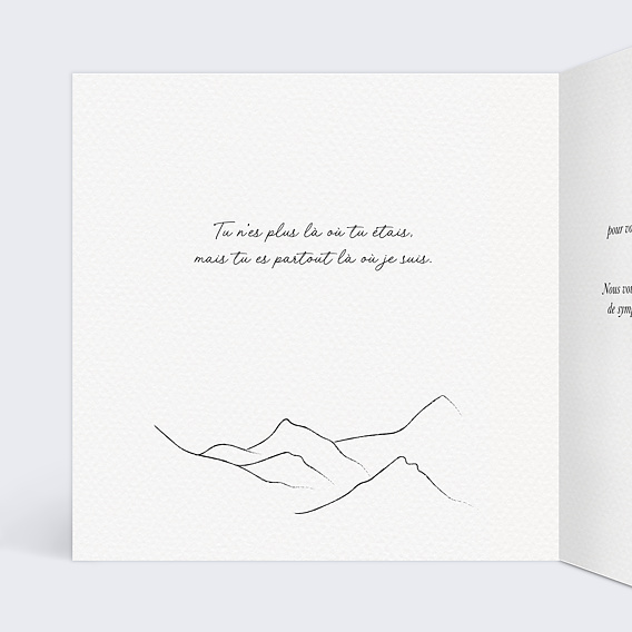 Carte remerciement décès Paysage Montagne Intérieur Gauche