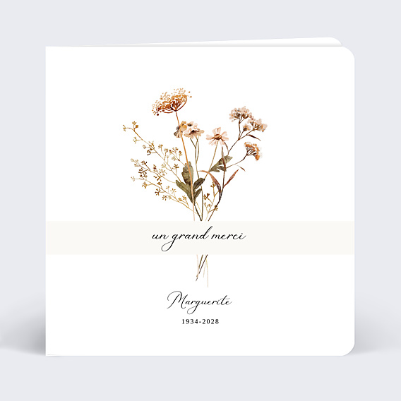 Remerciements Décès Bouquet de Fleurs