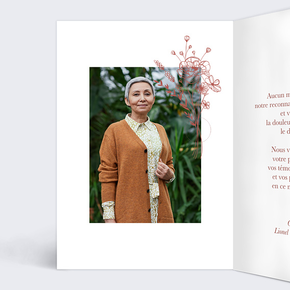 Carte remerciement décès Arche Terracotta Intérieur Gauche