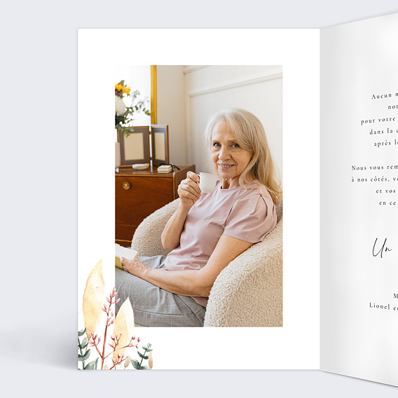 Carte remerciement décès Bohemia Intérieur Gauche