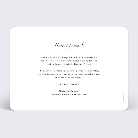 Carte remerciement décès Mer Aquarelle Verso