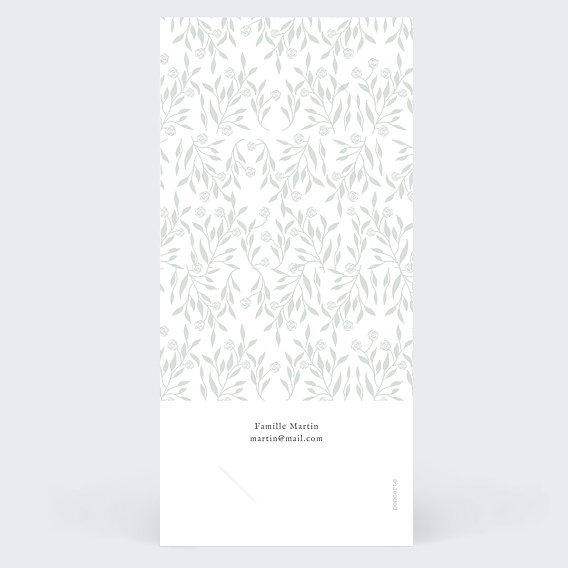 Carte remerciement décès Photo et Végétaux Verso