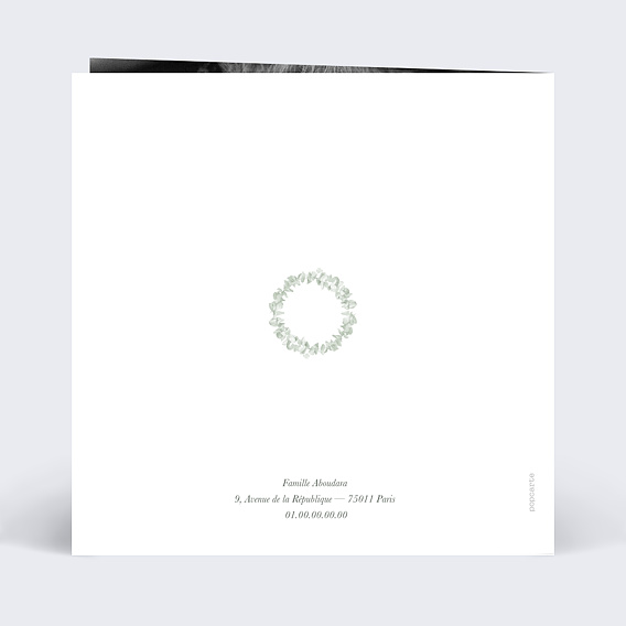 Carte remerciement décès Couronne Eucalyptus Aquarelle Verso