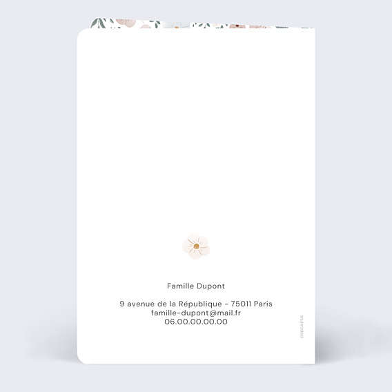 Carte remerciement décès Frise Fleurie Verso