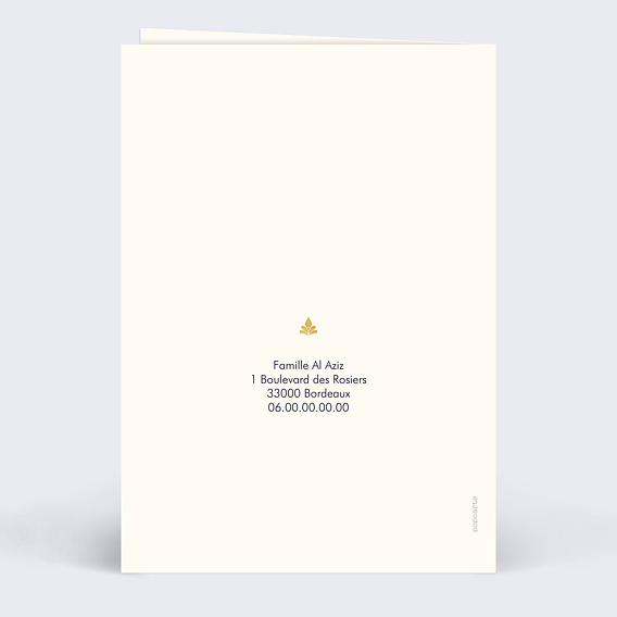 Carte remerciement décès Rêve Oriental Verso