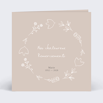 Carte remerciement dcs Colombe au Crayon