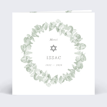 Carte remerciement dcs Couronne Eucalyptus Aquarelle