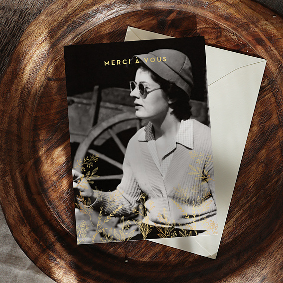 Carte remerciement décès Fleurs Ocre Après 1