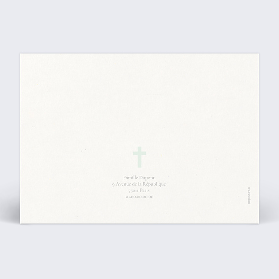 Carte remerciement décès Chrétien croix Verso