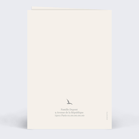 Carte remerciement décès Photo mer Verso