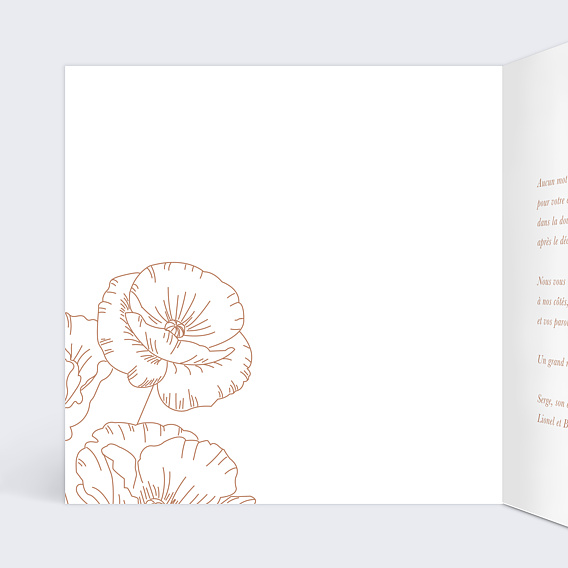 Carte remerciement décès Coquelicot Intérieur Gauche