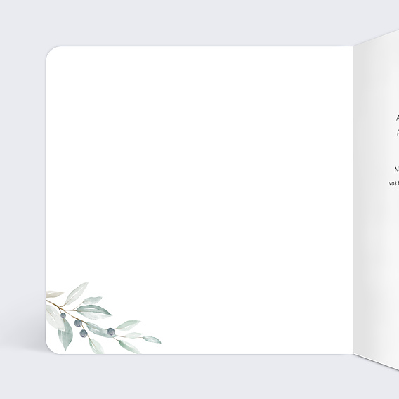 Carte remerciement décès Couronne d'Oliviers Intérieur Gauche