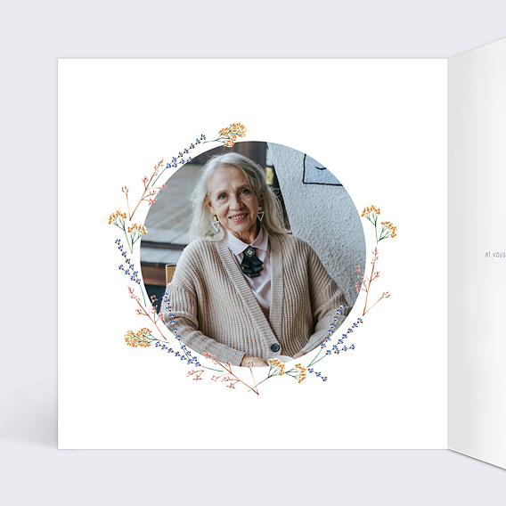 Carte remerciement décès Couronne Minimaliste Intérieur Gauche