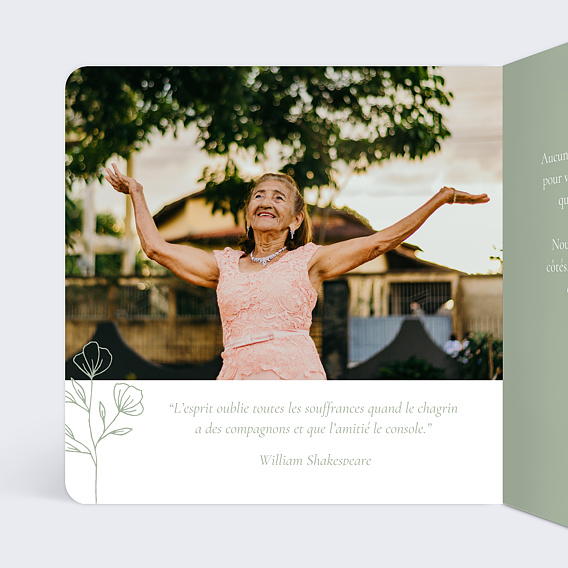 Carte remerciement décès Soliflore Intérieur Gauche