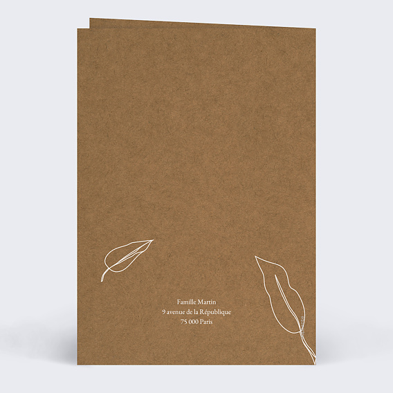 Carte remerciement décès Esquisse Florale Verso