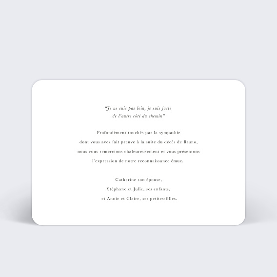 Carte remerciement décès Paysage Chemin Verso